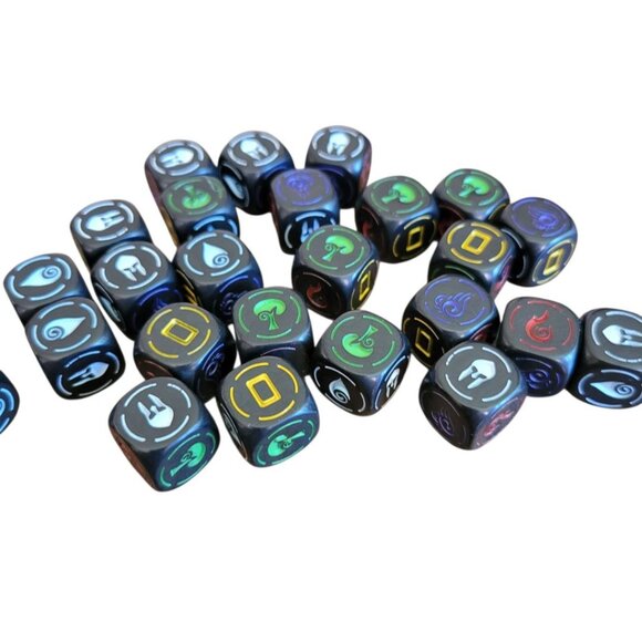 Heroes Game Dice Role Playing Elements Fire Water Black 25 Pieces Replacement - Picture 3 of 5